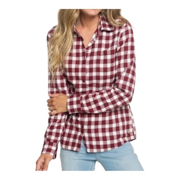 Roxy Tops - Roxy Women’s Flannel Shirt Sz S